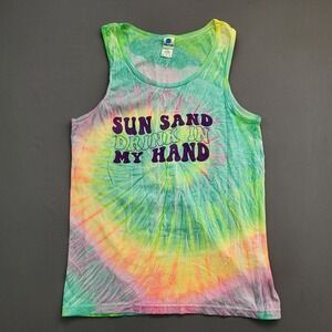 Colortone Mens M Sleeveless Sun Sand Drink In My Hand Tie Dye Tank Top Shirt